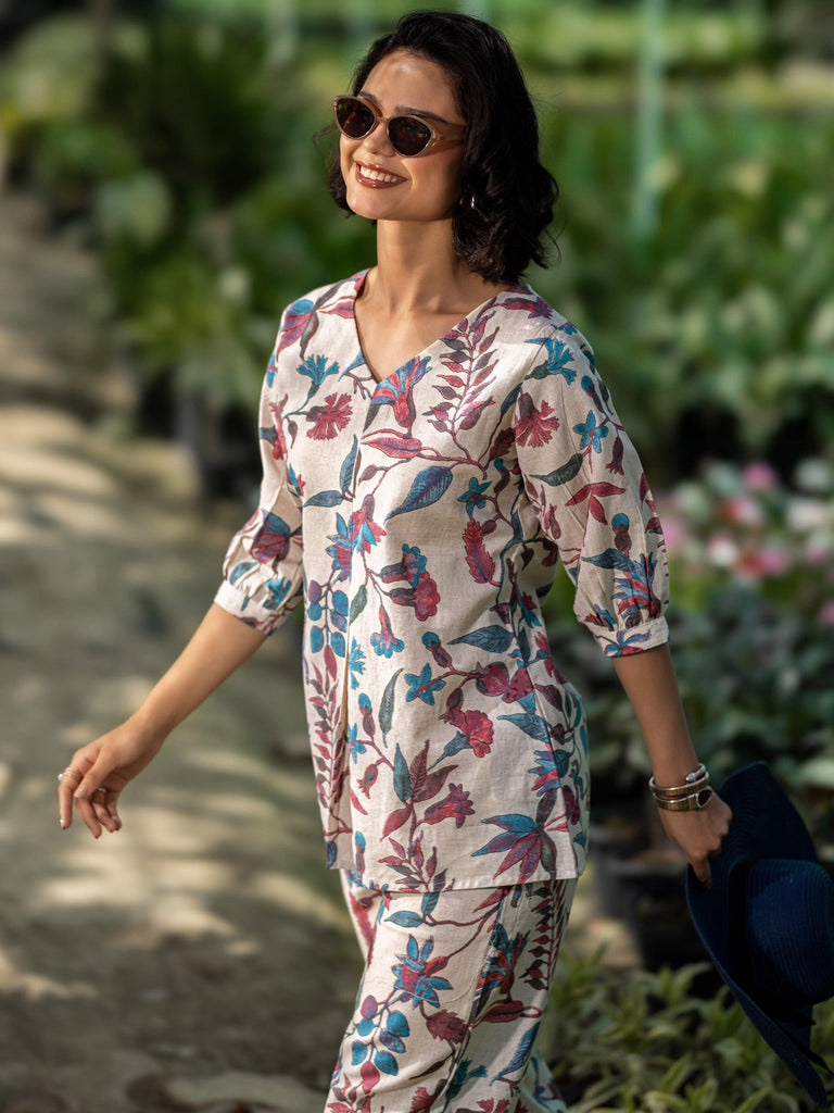 Libas Off White Printed Cotton Co-Ord Sets