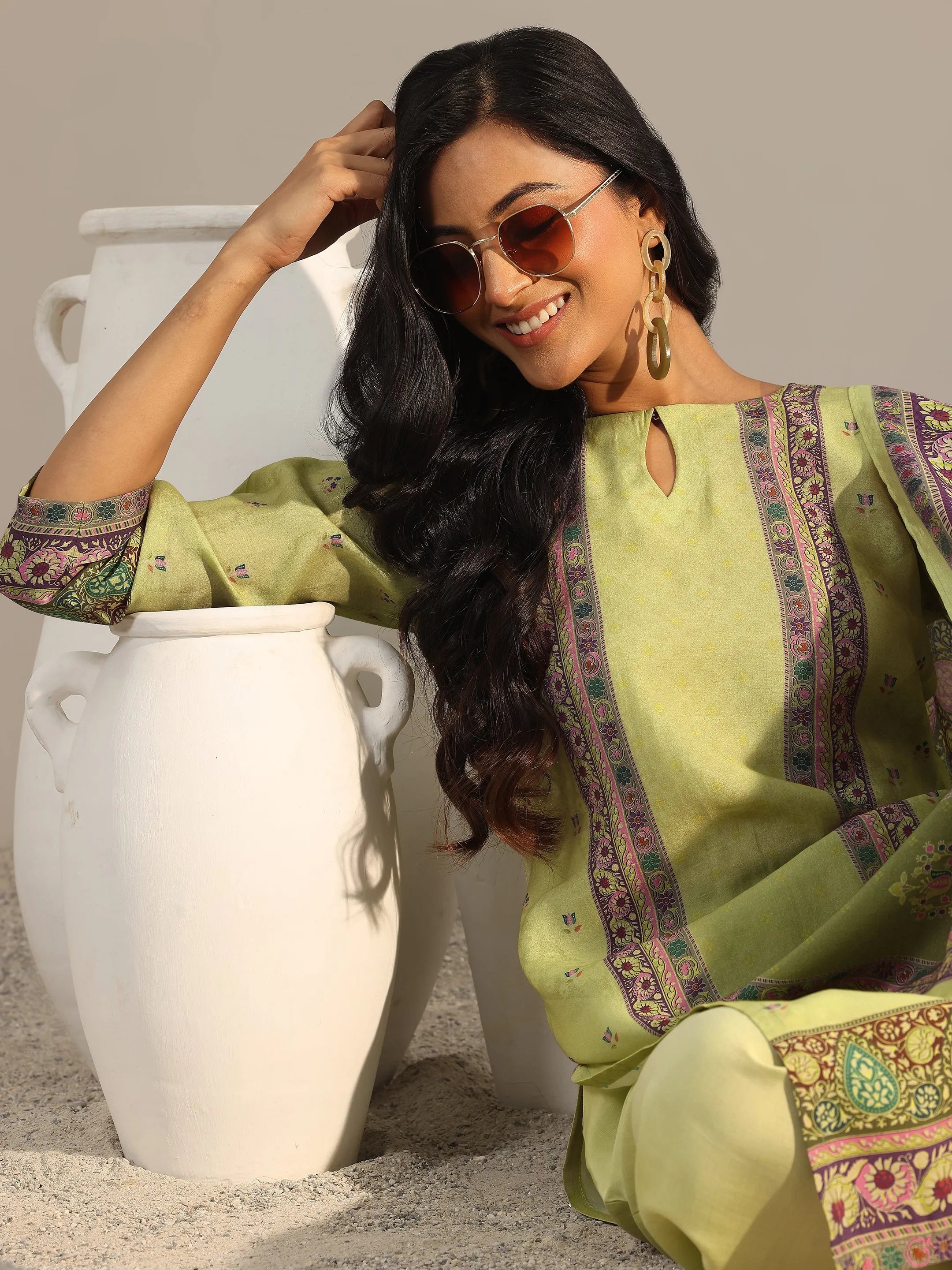 libas Green Printed Silk Blend Straight Suit With Dupatta-picture-27