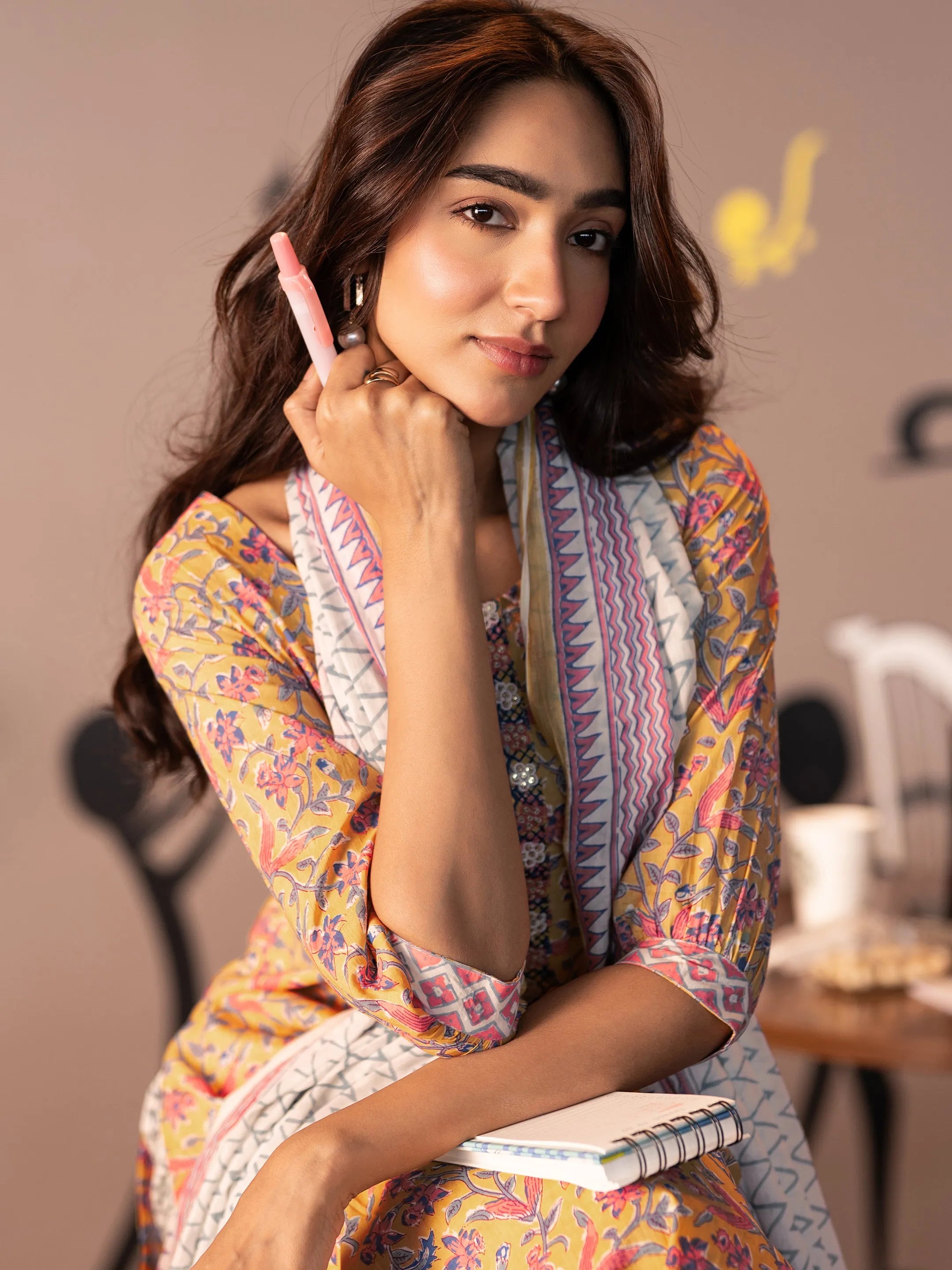 libas Yellow Printed Cotton Straight Suit With Dupatta-picture-33