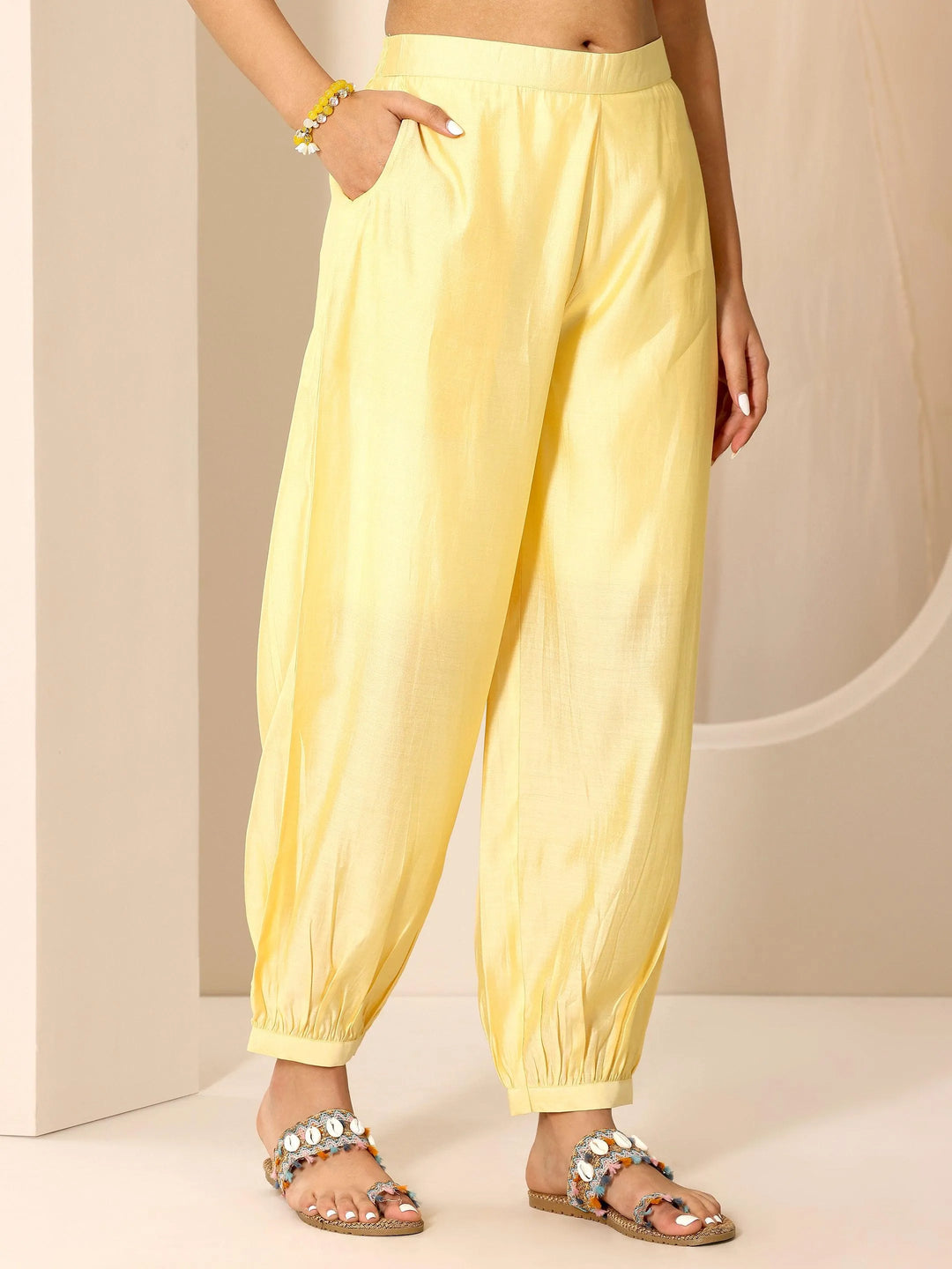  Yellow Printed Silk Blend Straight Suit Set With Dupatta 