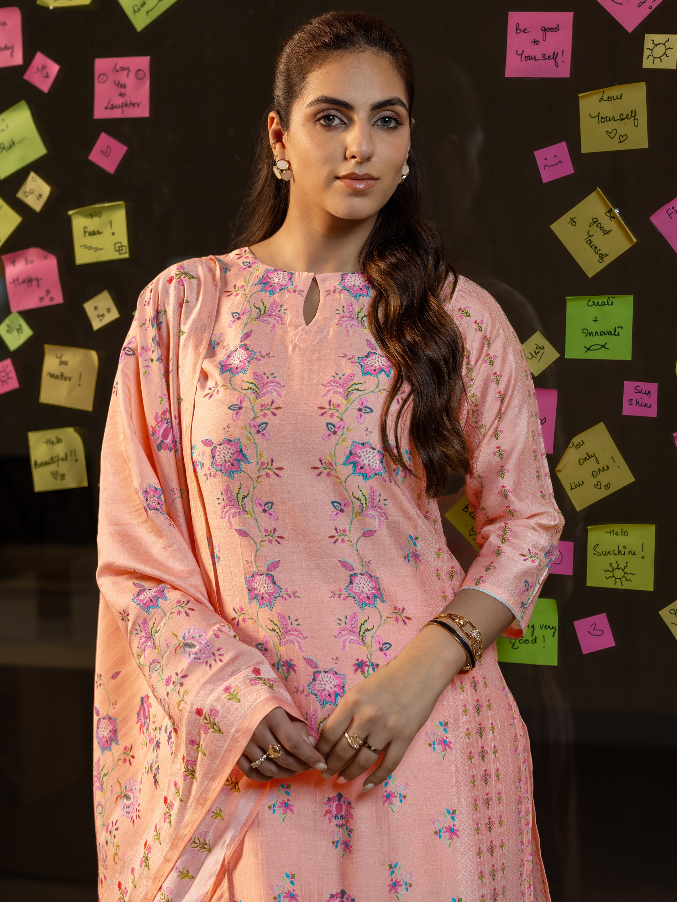 libas Peach Printed Silk Blend Straight Suit Set With Dupatta-picture-27