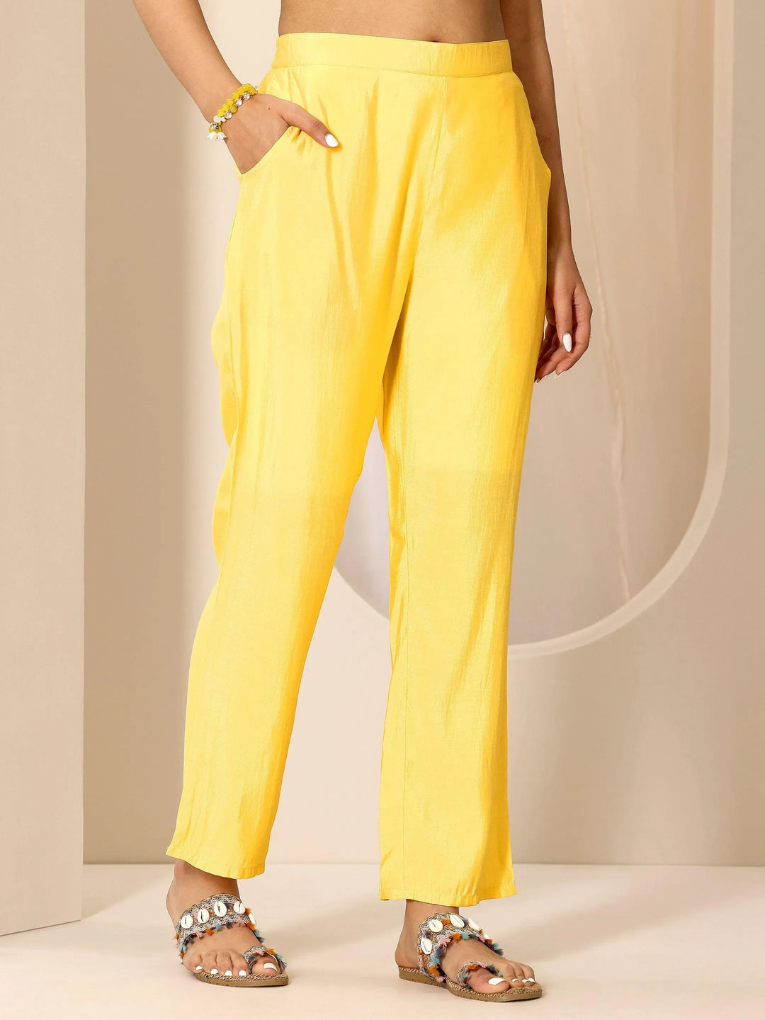  Yellow Printed Silk Blend Straight Suit Set With Dupatta 