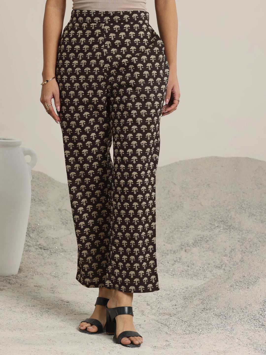  Black Printed Cotton A-Line Kurta Set 