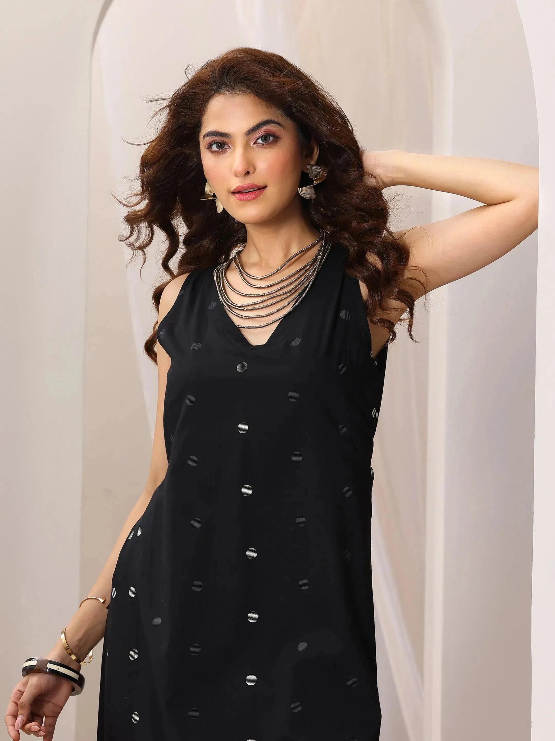 Black Printed Cotton Straight Kurta Set-image-30