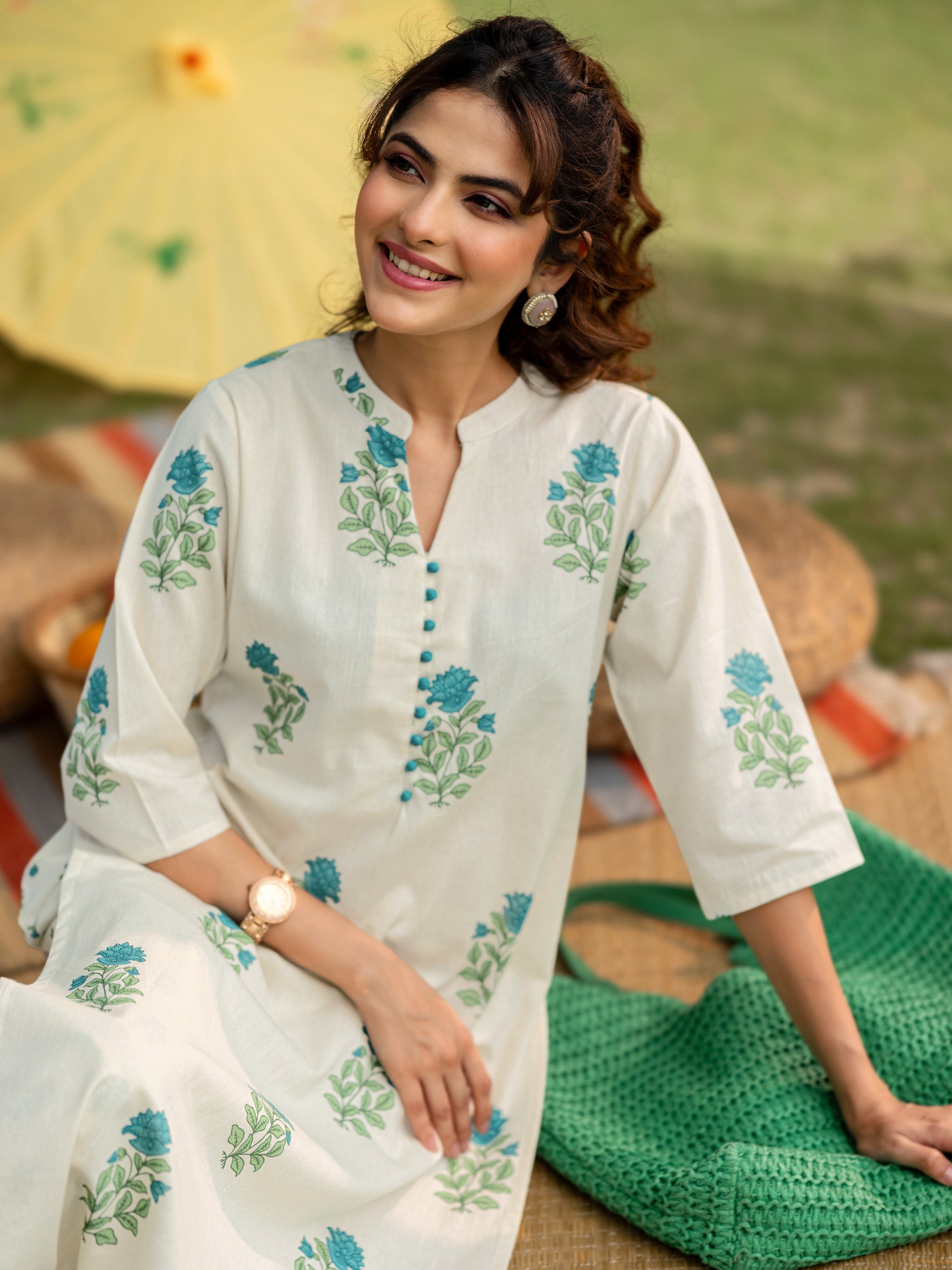 libas Off white Printed Cotton Straight Kurta Set-picture-42