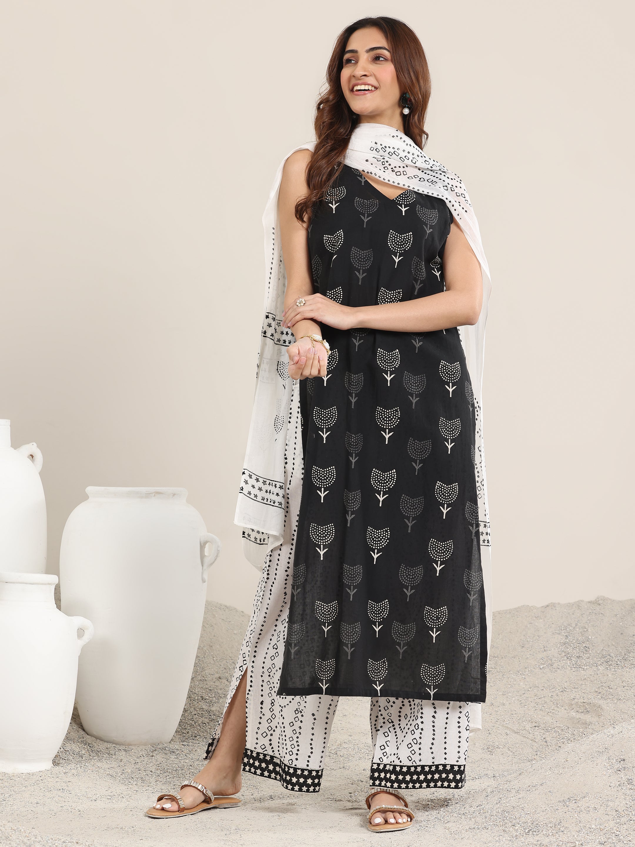libas Black Printed Cotton Straight Suit With Dupatta-picture-39