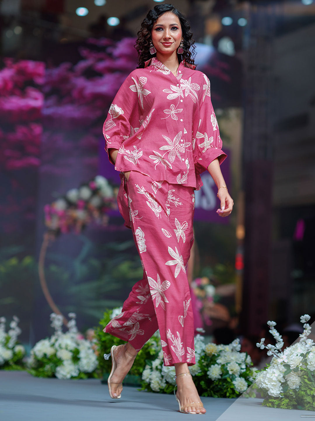 libas Pink Printed Silk Blend Co-Ord Sets-picture-25