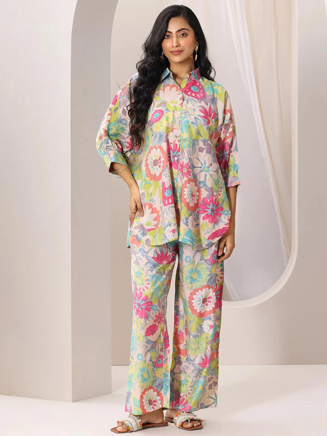 Multi Printed Silk Blend Co-Ord Sets 