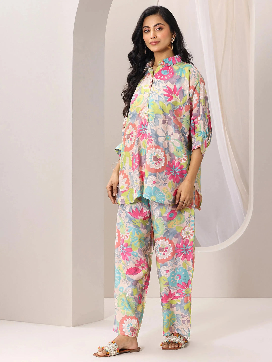  Multi Printed Silk Blend Co-Ord Sets 