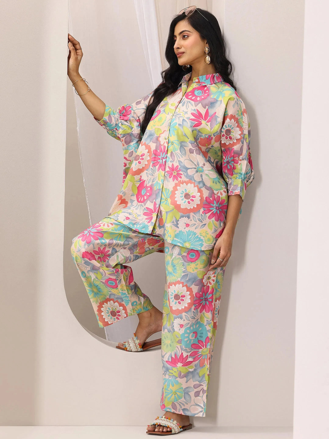  Multi Printed Silk Blend Co-Ord Sets 