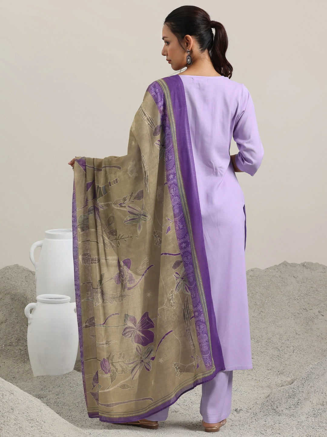  Lavender Solid Rayon Straight Suit With Dupatta 