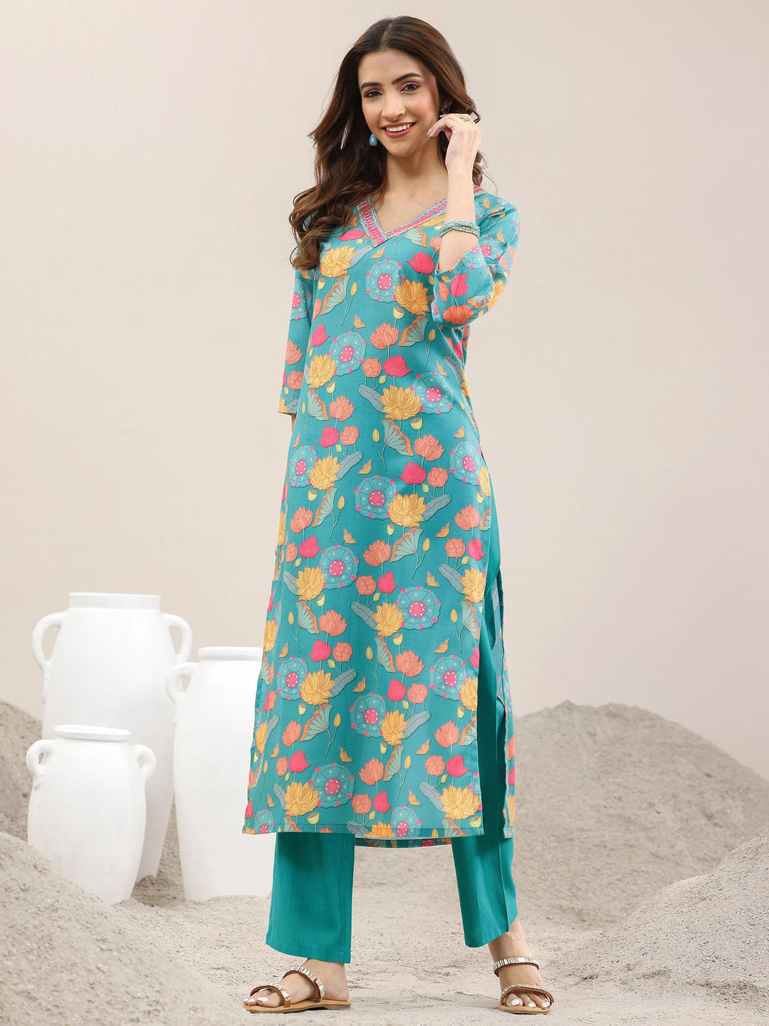 Blue Printed Rayon Straight Suit With Dupatta 