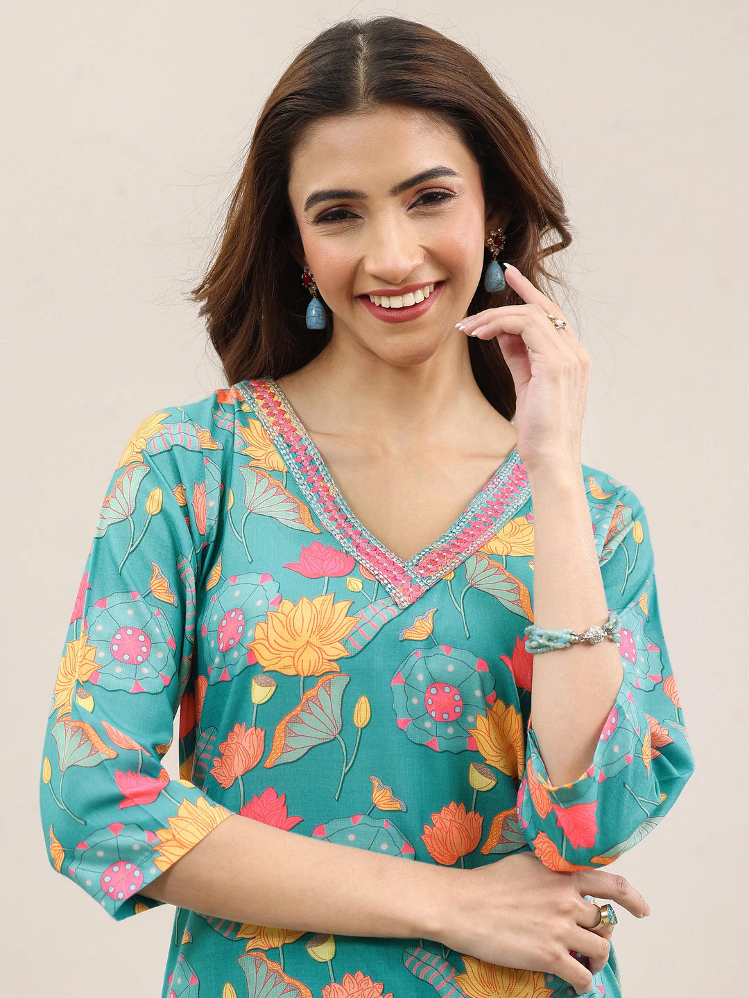  Blue Printed Rayon Straight Suit With Dupatta 