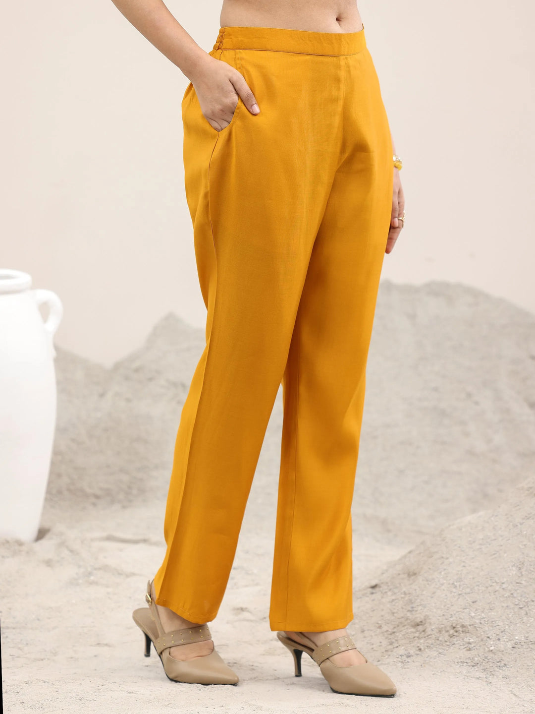  Mustard Printed Rayon Straight Suit With Dupatta 