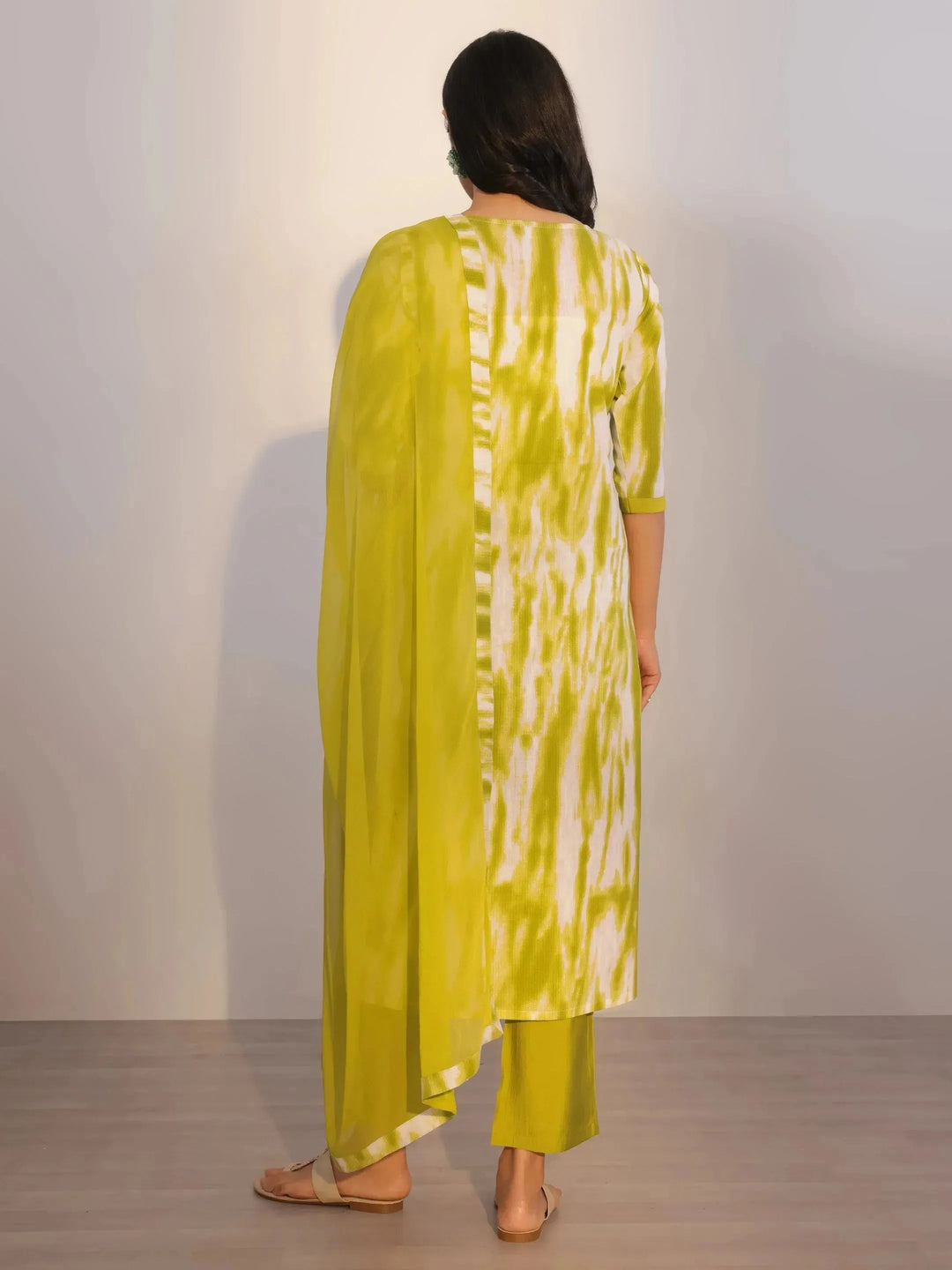  Green Printed Cotton Straight Suit With Dupatta 