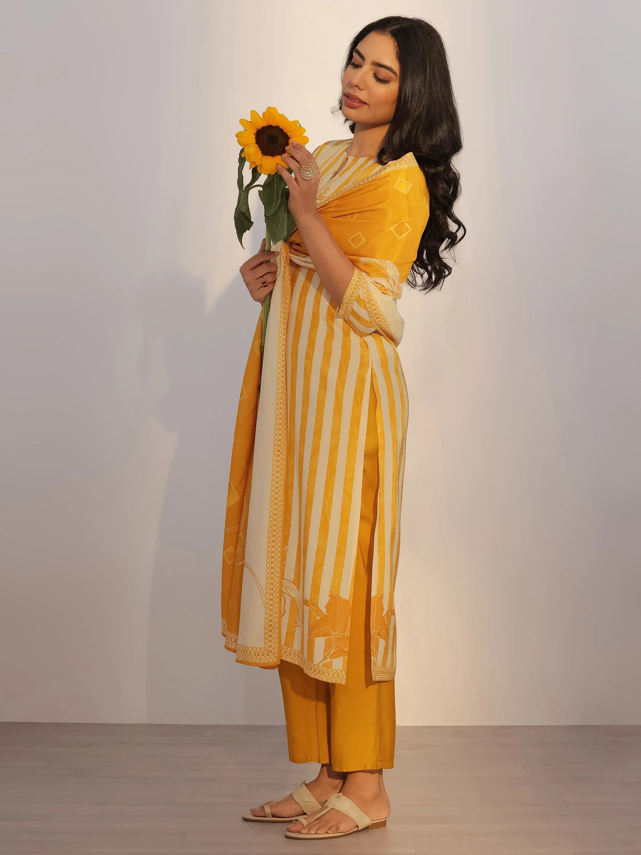 libas Mustard Printed Silk Blend Straight Suit With Dupatta-picture-21