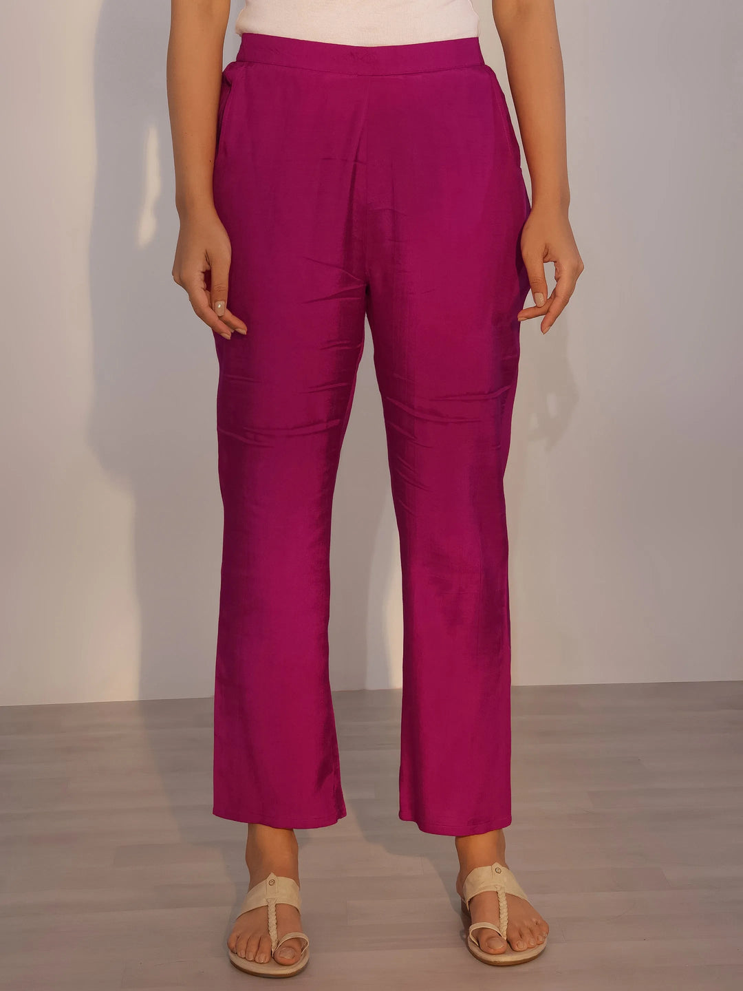  Pink Printed Silk Blend Straight Suit With Dupatta 
