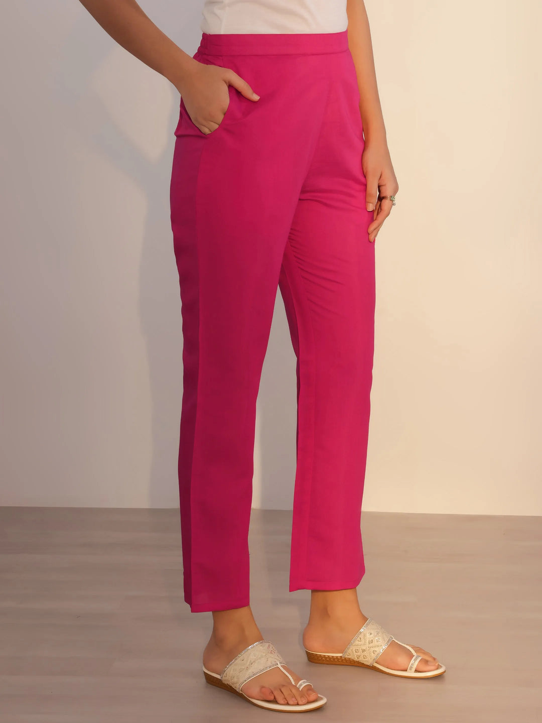  Pink Printed Silk Blend Straight Suit With Dupatta 