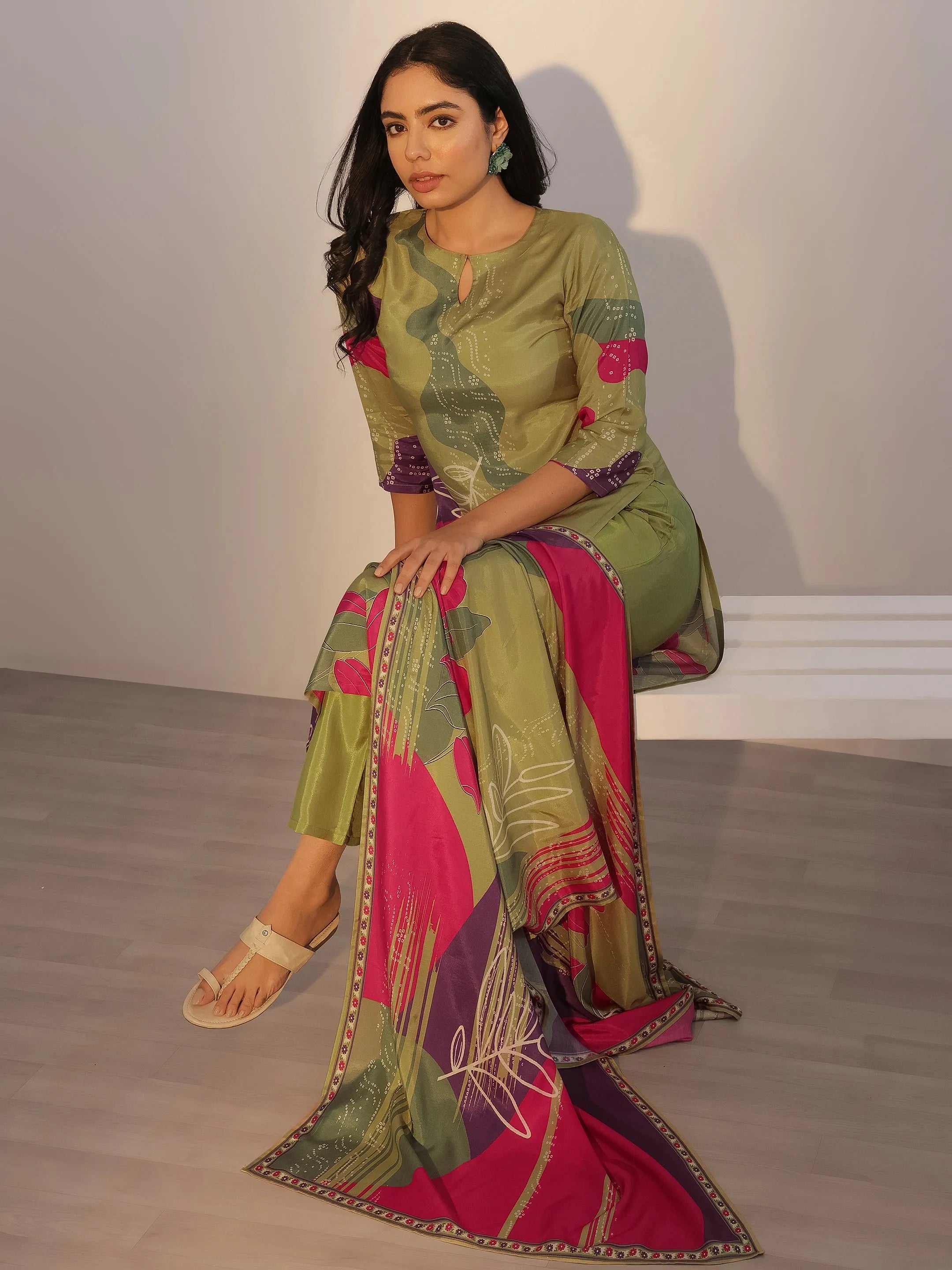libas Green Printed Silk Blend Straight Suit With Dupatta-picture-19
