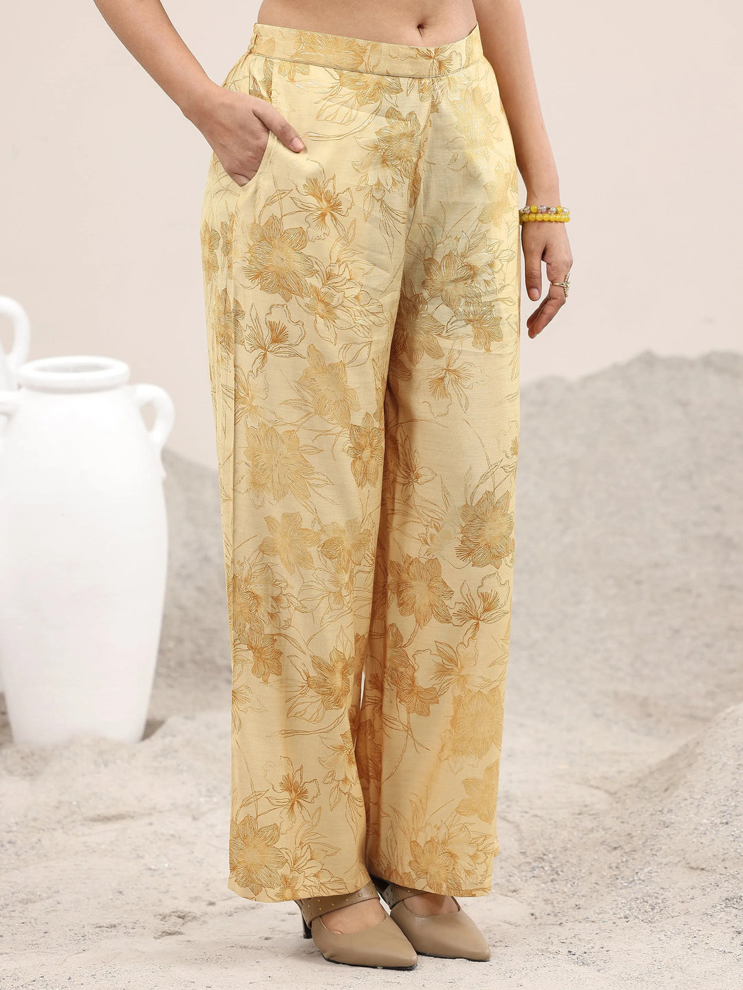  Mustard Printed Silk Blend Straight Suit With Dupatta 