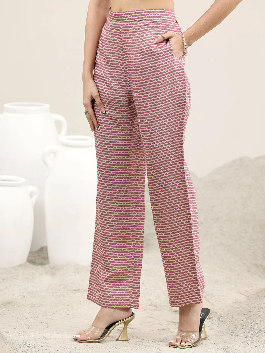  Mauve Printed Silk Blend Straight Suit With Dupatta 