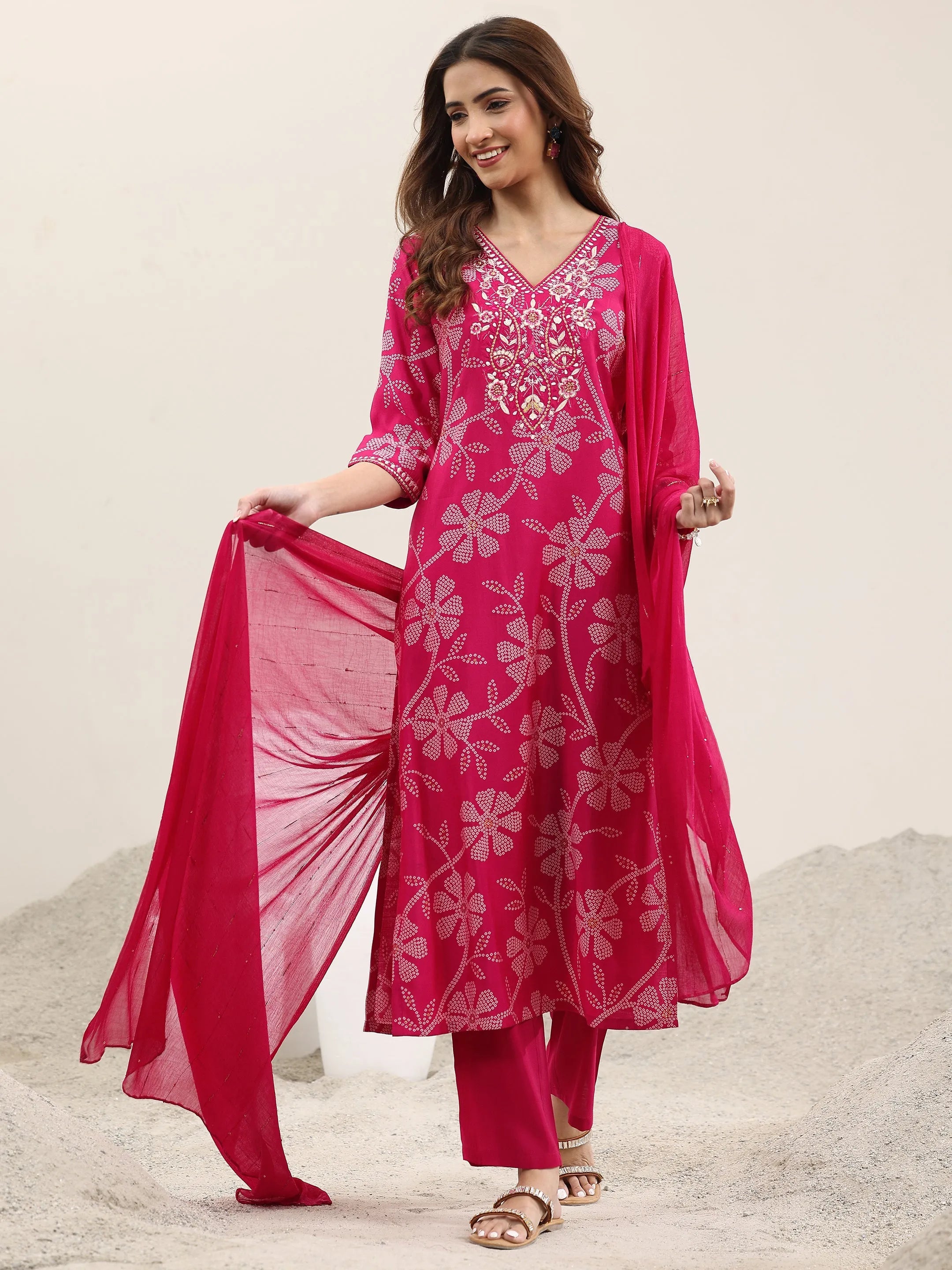 libas Pink Printed Silk Blend Straight Suit With Dupatta-picture-26