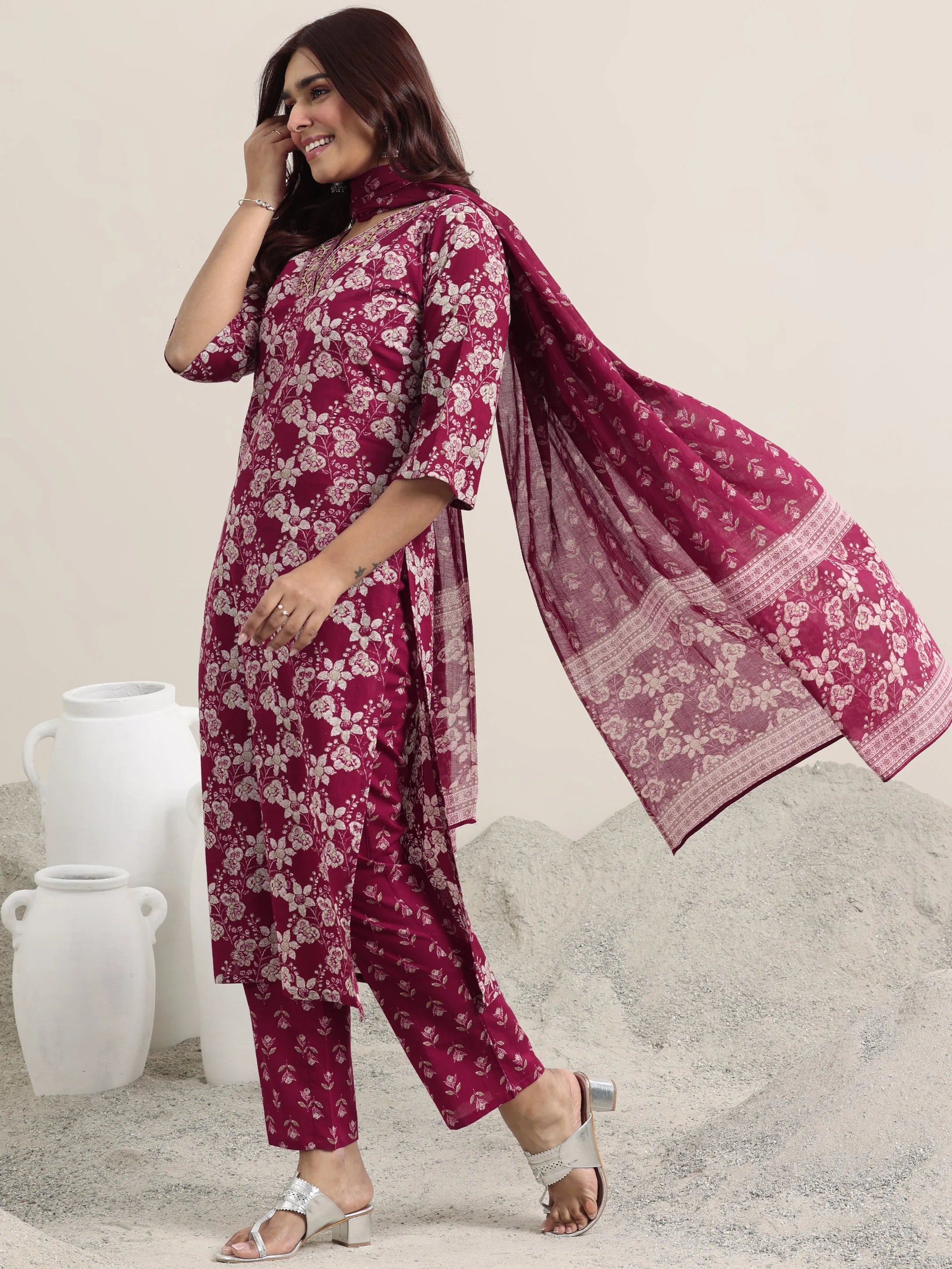 libas Burgundy Printed Cotton Straight Suit With Dupatta-picture-27
