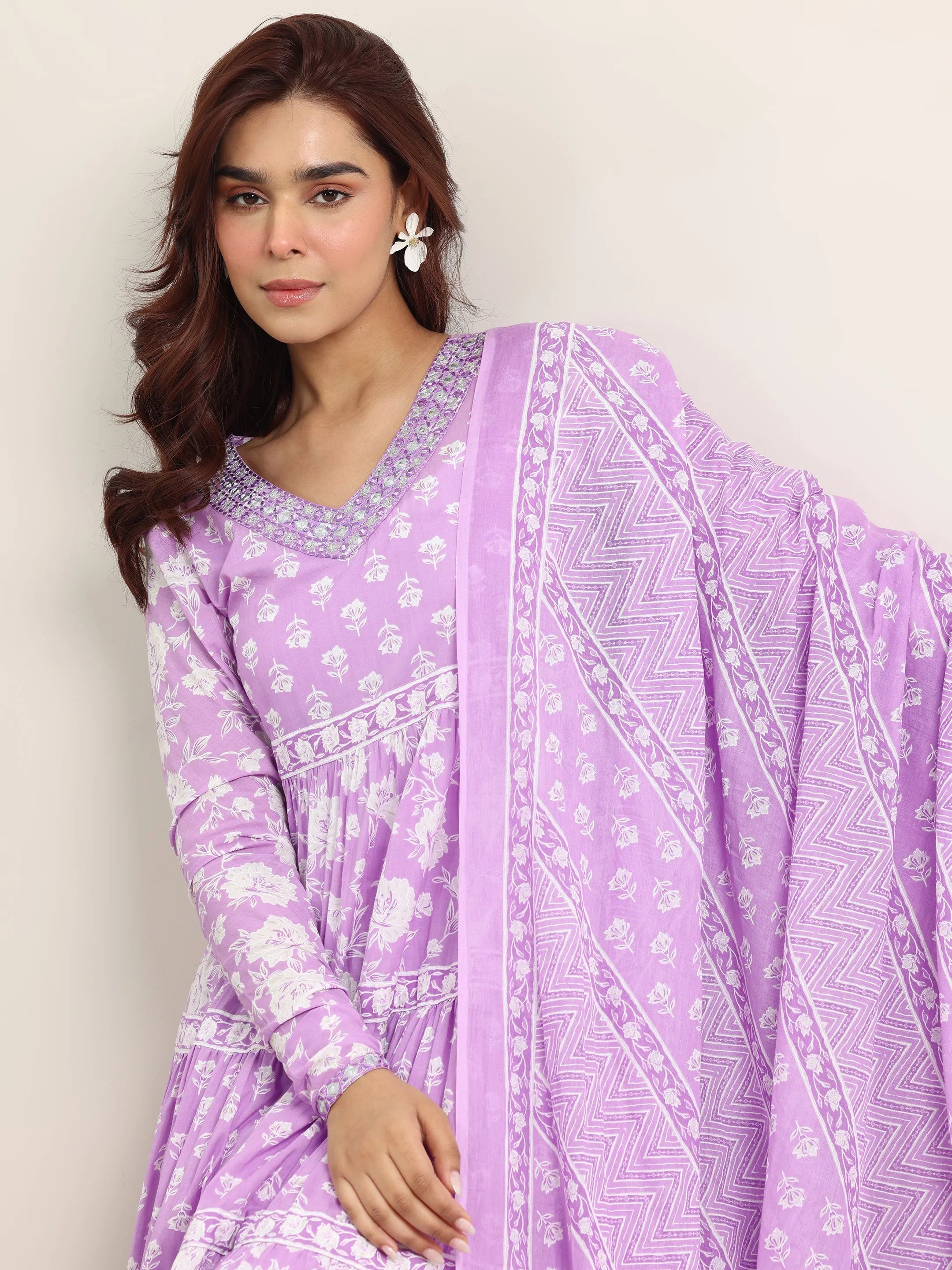 libas Lavender Printed Cotton Anarkali Suit With Dupatta-picture-38