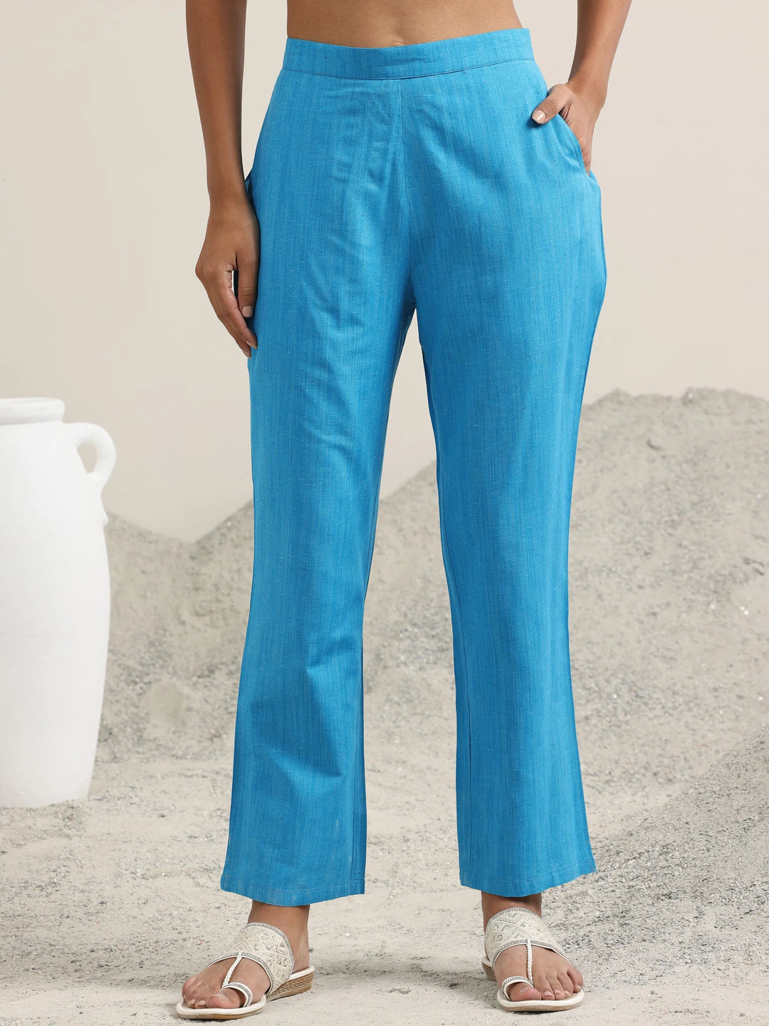  Blue Printed Cotton Straight Suit With Dupatta 