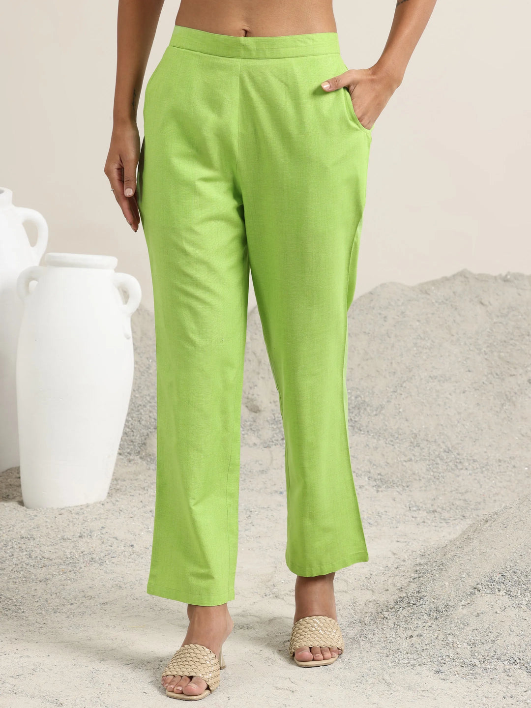  Green Printed Cotton Straight Suit With Dupatta 