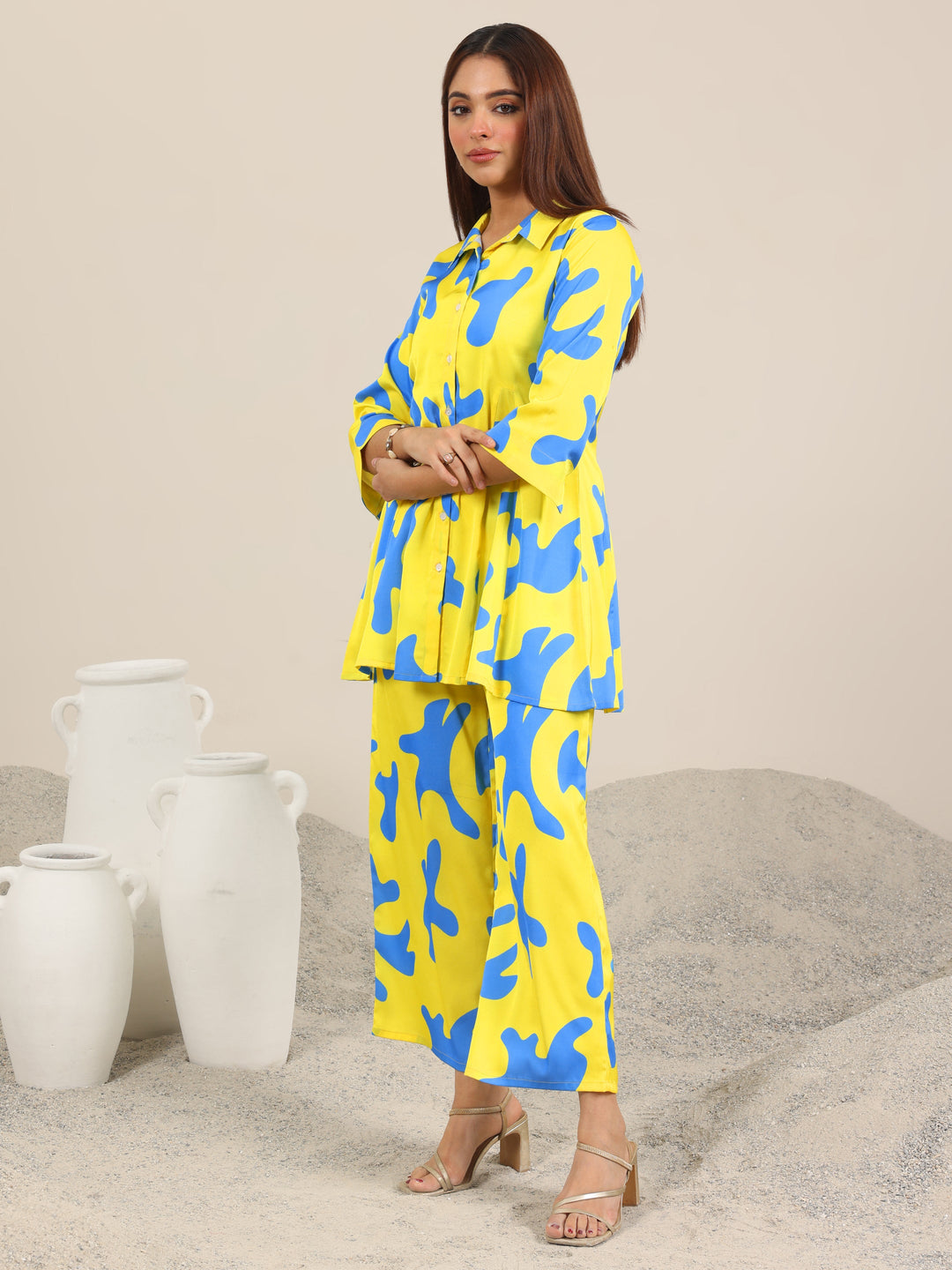  Yellow Printed Crepe Co-Ord Sets 