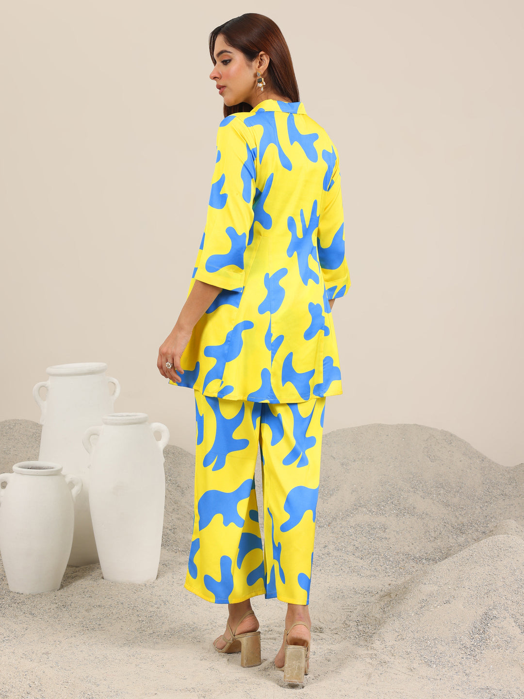 Yellow Printed Crepe Co-Ord Sets 