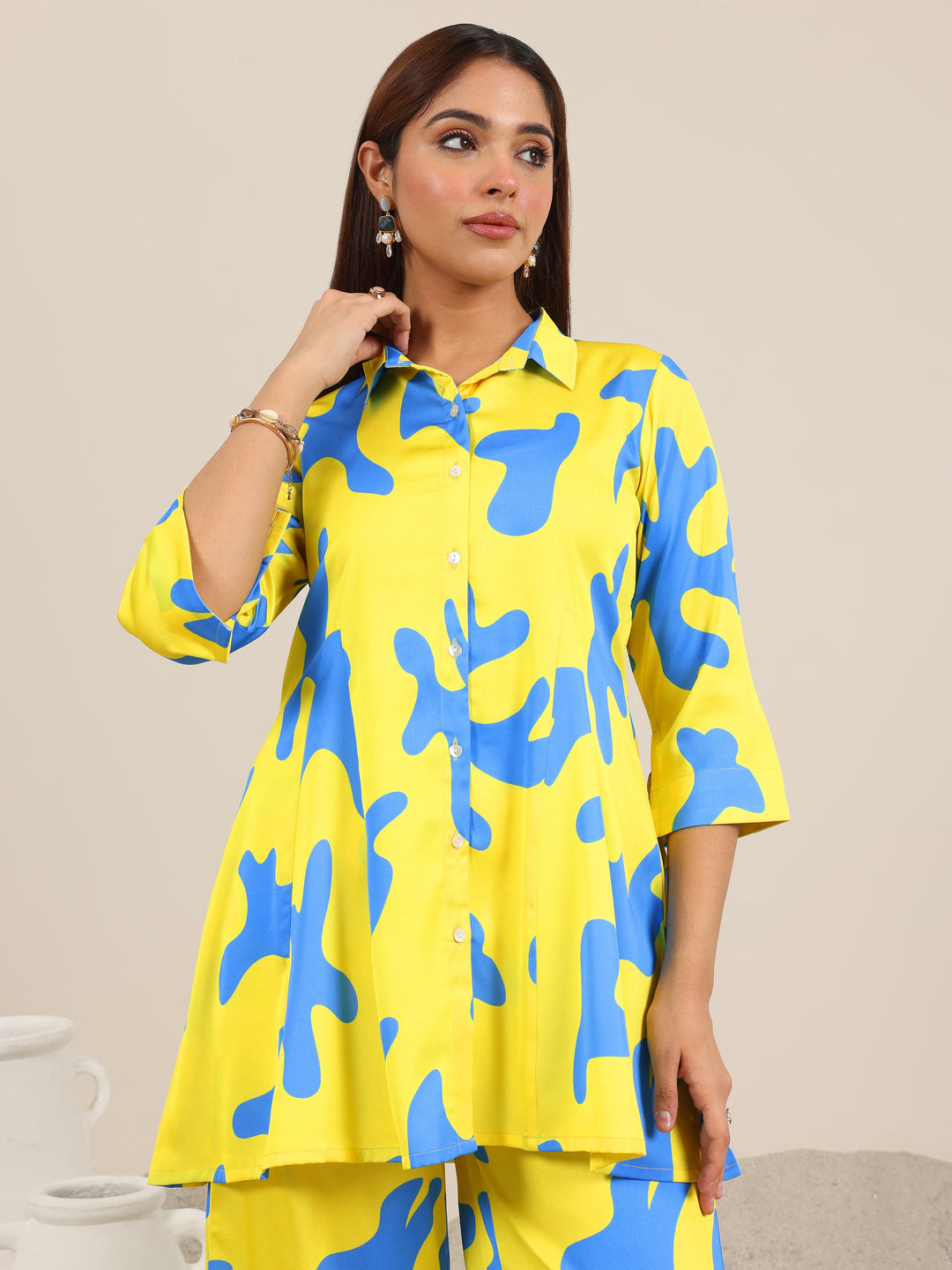  Yellow Printed Crepe Co-Ord Sets 