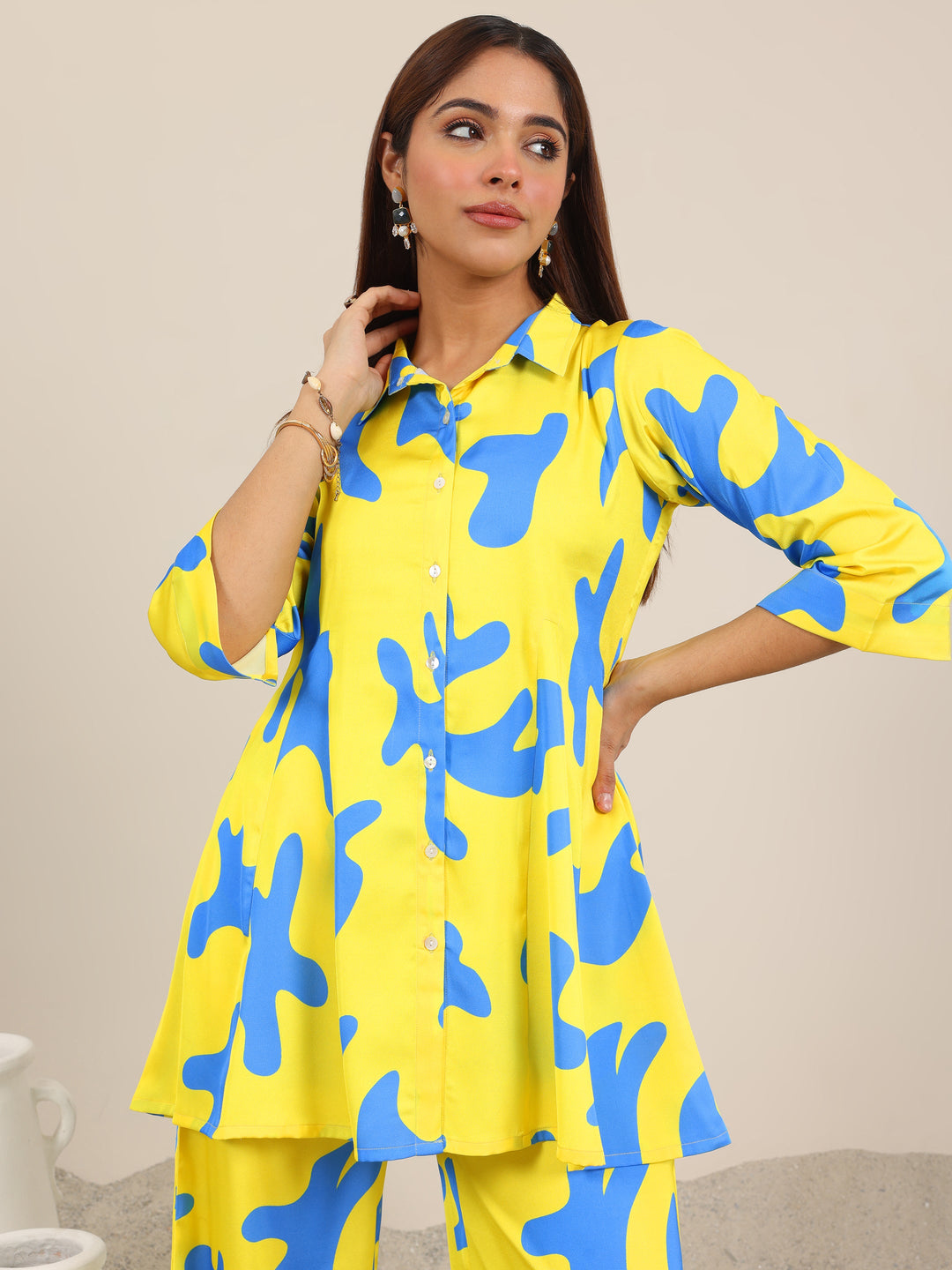  Yellow Printed Crepe Co-Ord Sets 