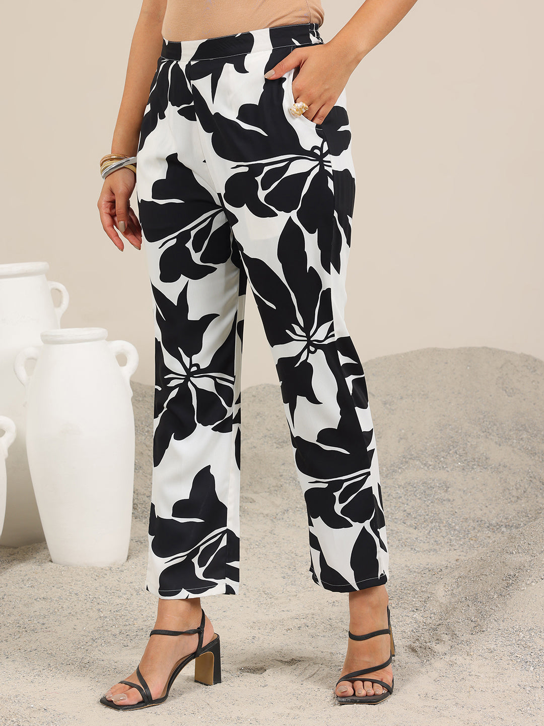  White Printed Crepe Co-Ord Sets 
