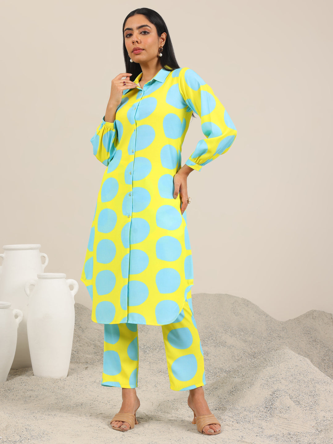  Yellow Printed Crepe Co-Ord Sets 