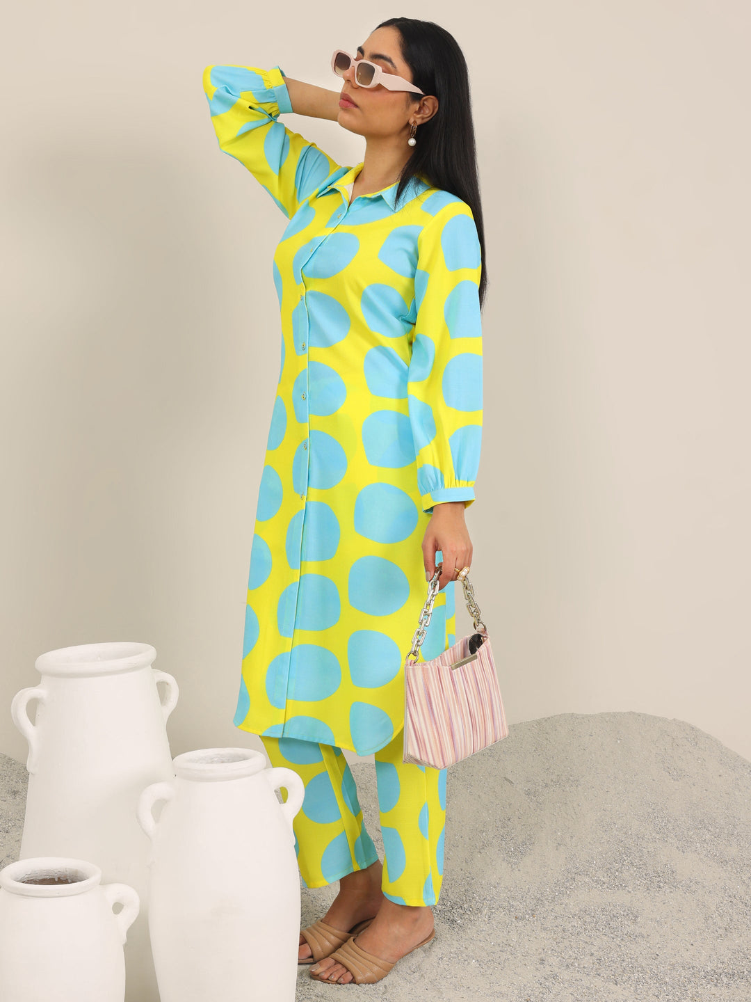  Yellow Printed Crepe Co-Ord Sets 
