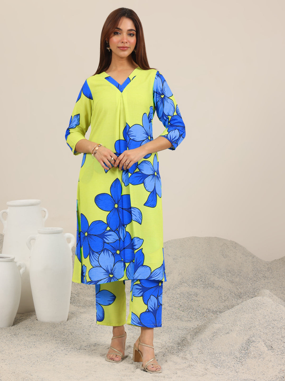  Yellow Printed Crepe Co-Ord Sets 
