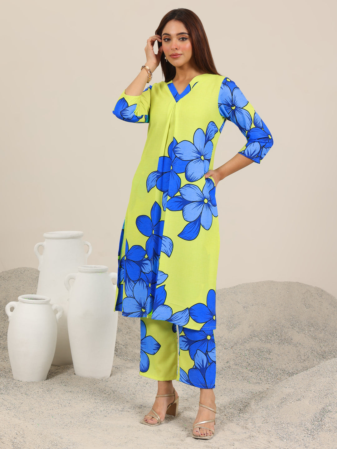  Yellow Printed Crepe Co-Ord Sets 