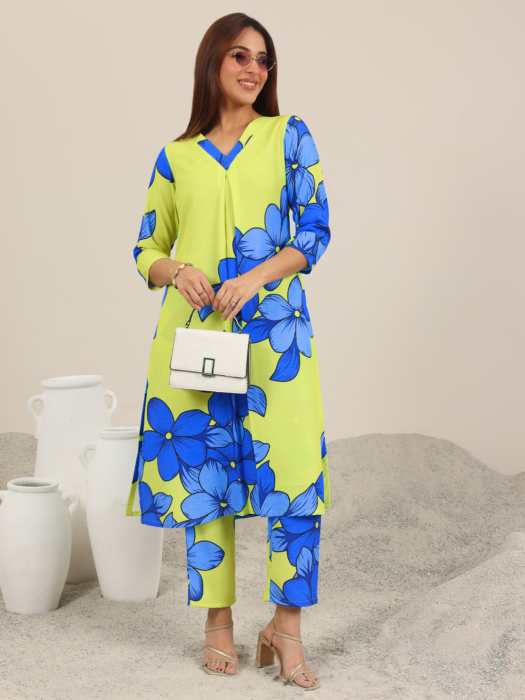  Yellow Printed Crepe Co-Ord Sets 