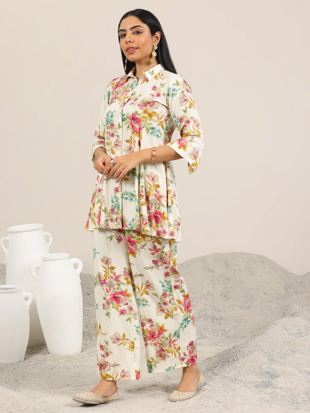 Off White Printed Rayon Co-Ord Sets 