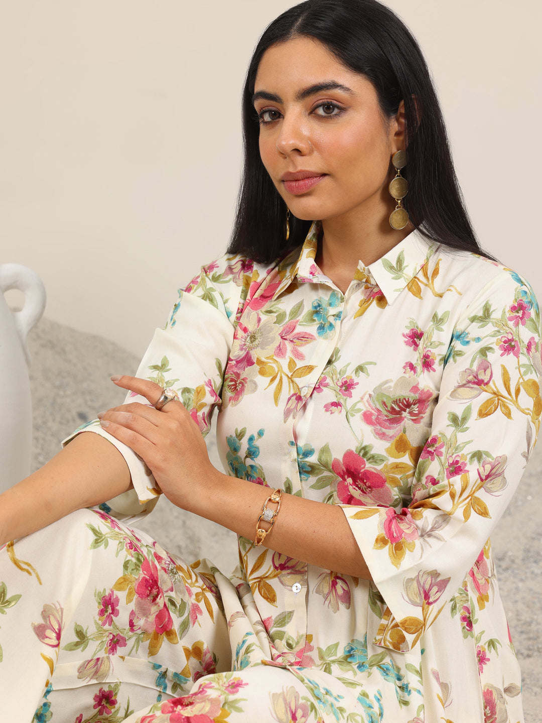  Off White Printed Rayon Co-Ord Sets 