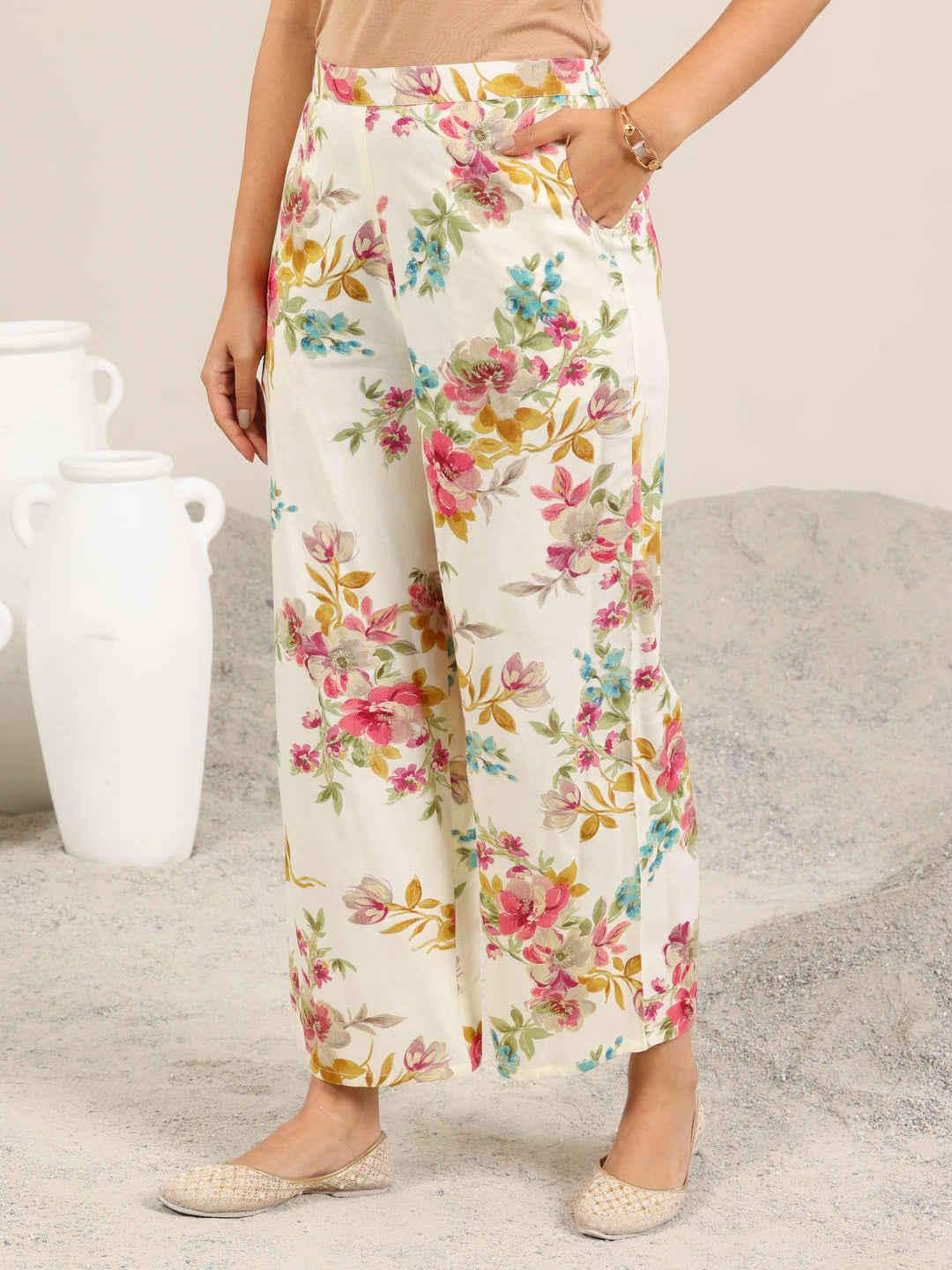  Off White Printed Rayon Co-Ord Sets 