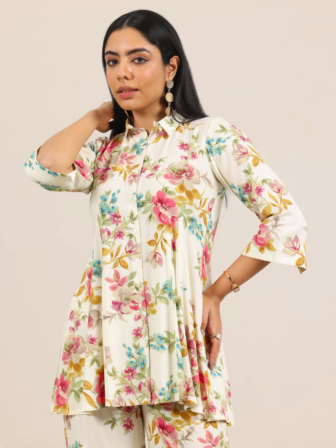  Off White Printed Rayon Co-Ord Sets 