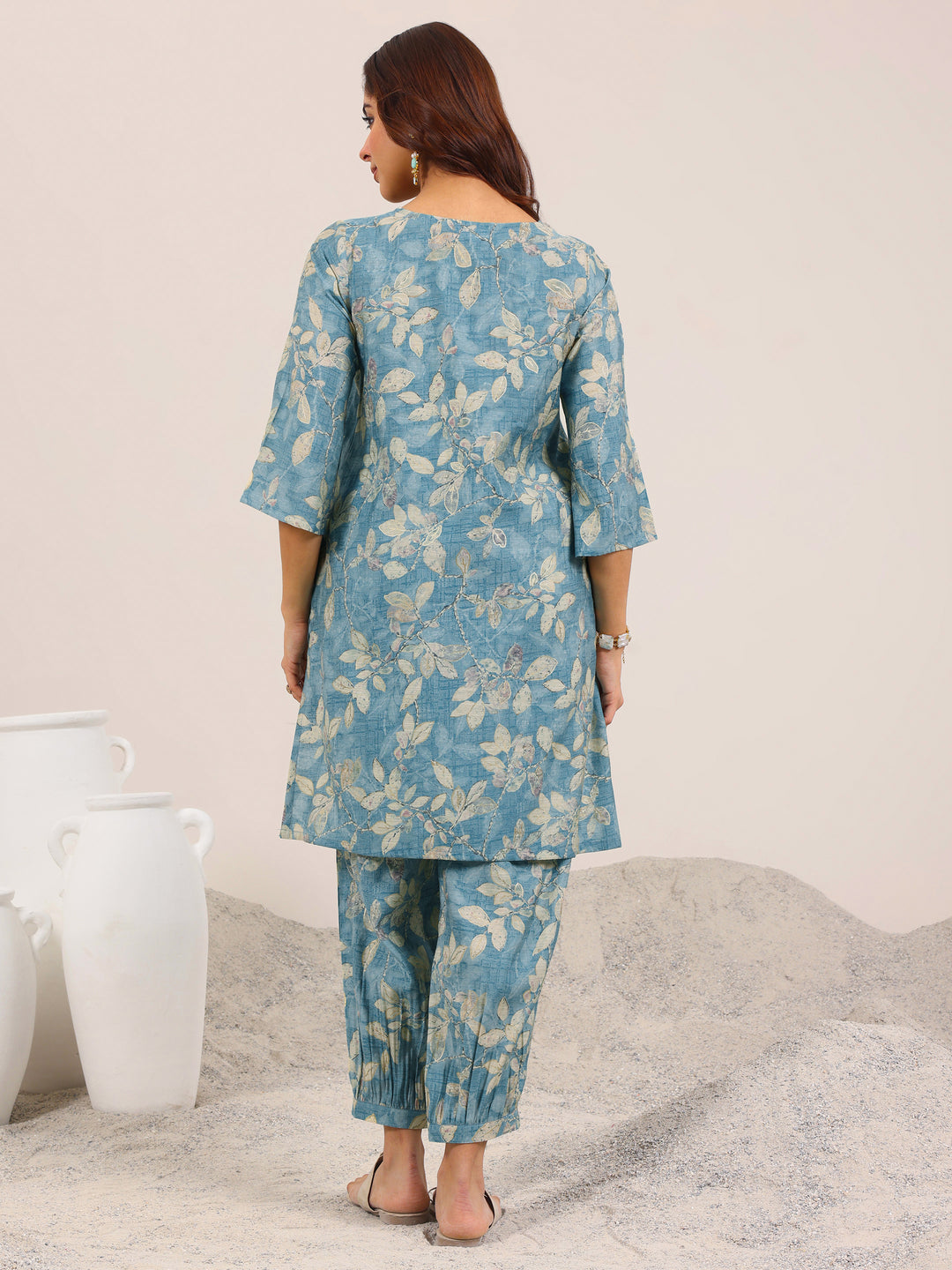  Blue Printed Silk Blend Co-Ord Sets 