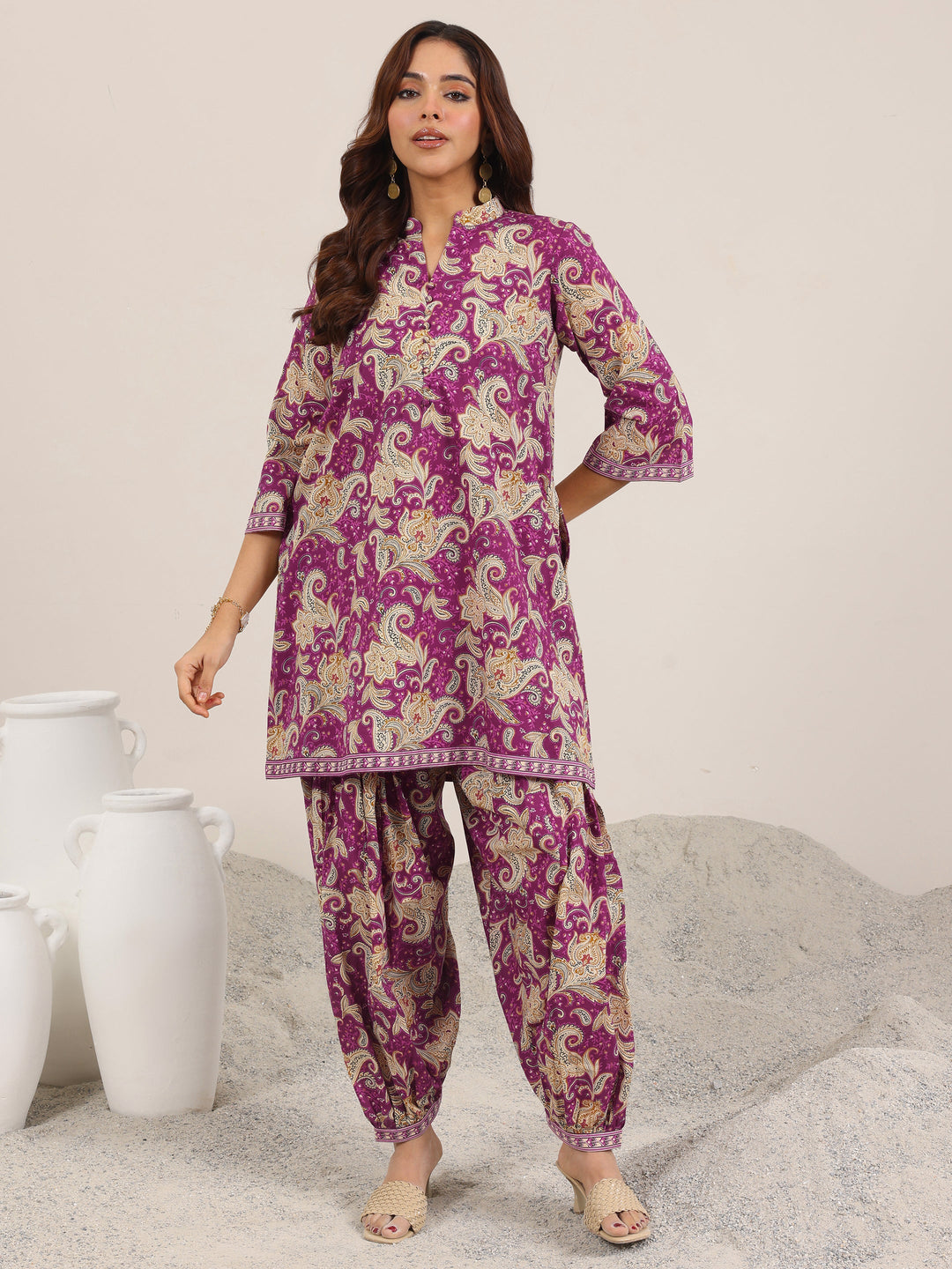  Wine Printed Pure Cotton Co-Ord Sets 