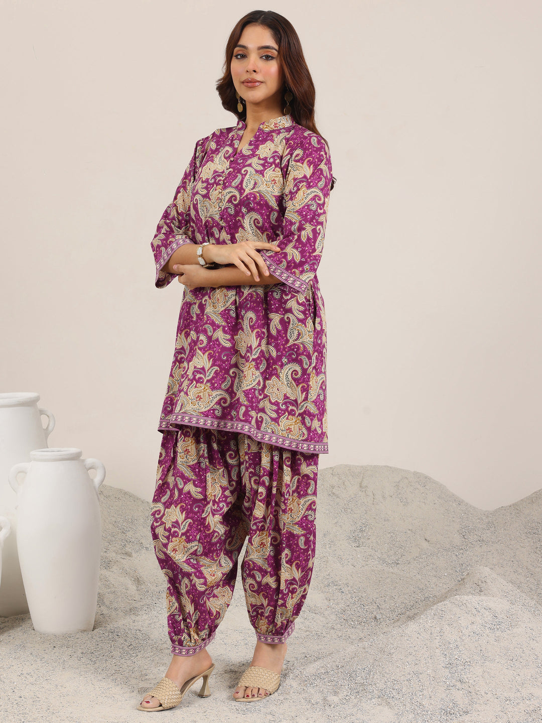  Wine Printed Pure Cotton Co-Ord Sets 