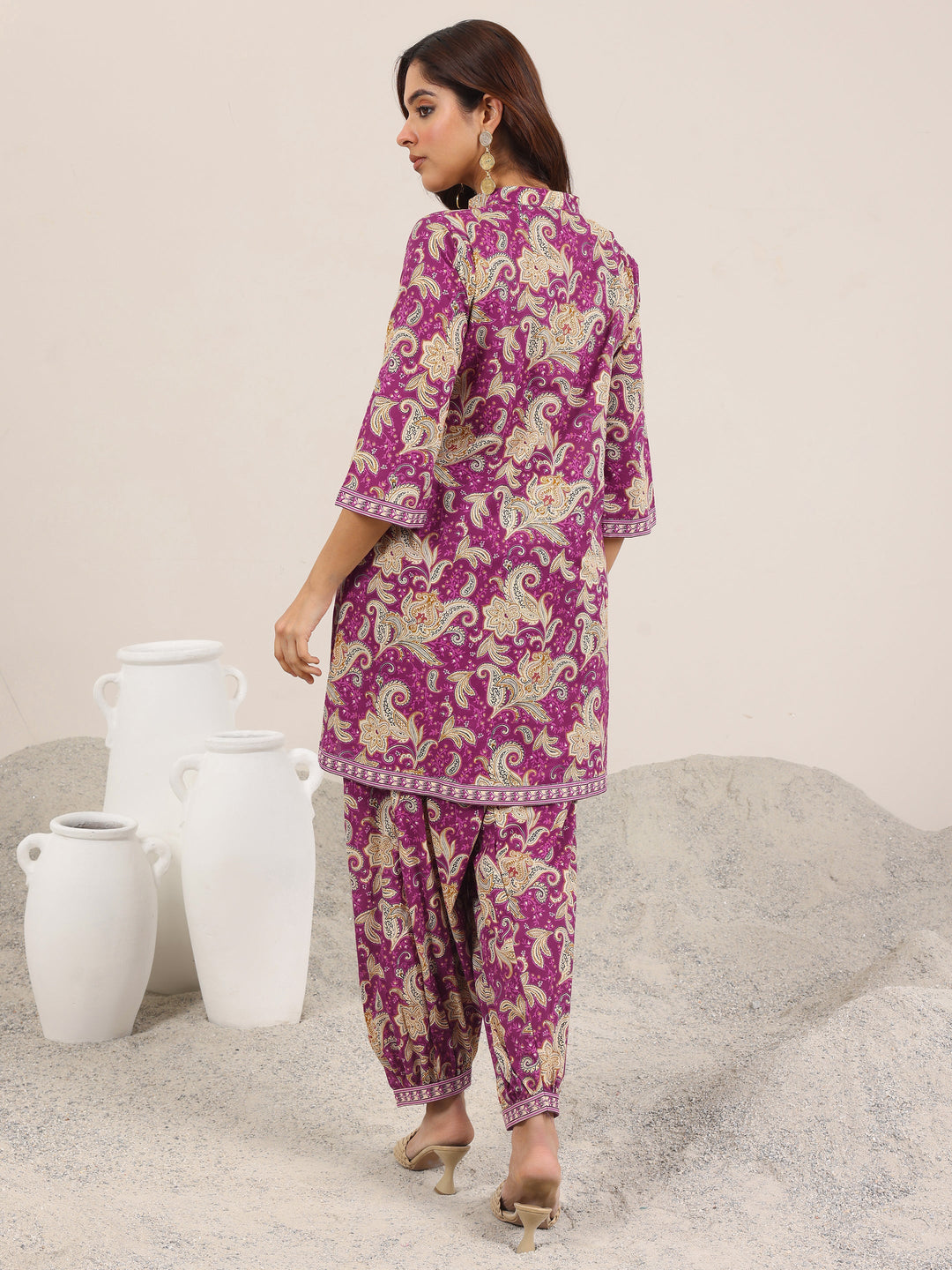  Wine Printed Pure Cotton Co-Ord Sets 