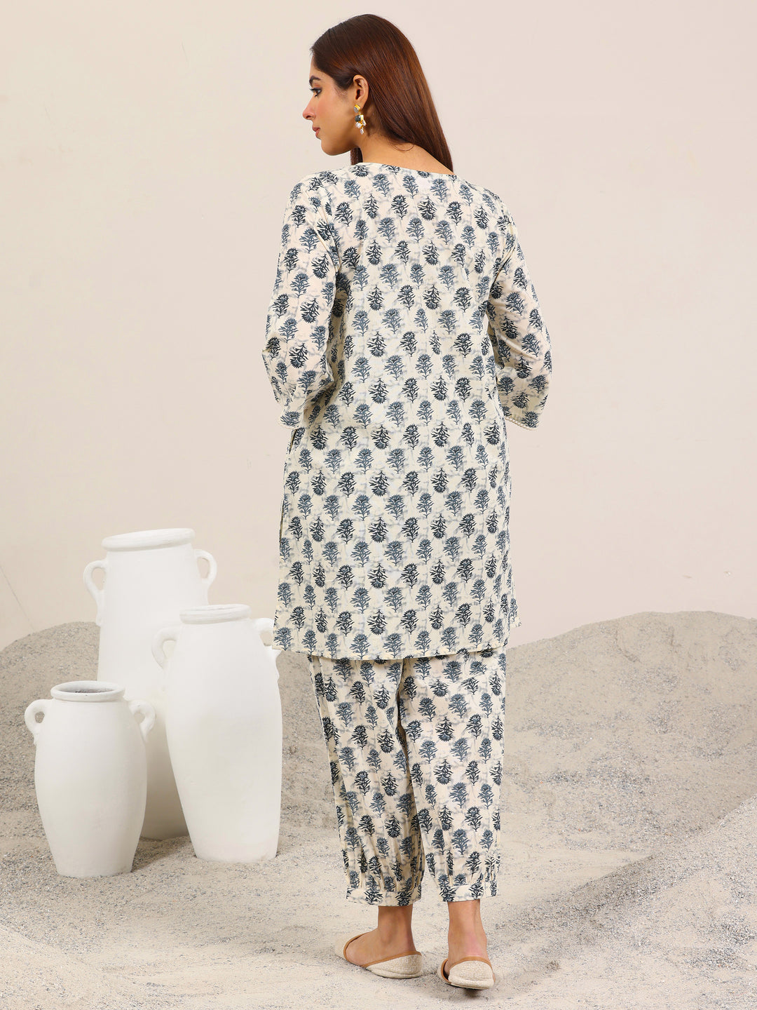  Off White Printed Pure Cotton Co-Ord Sets 