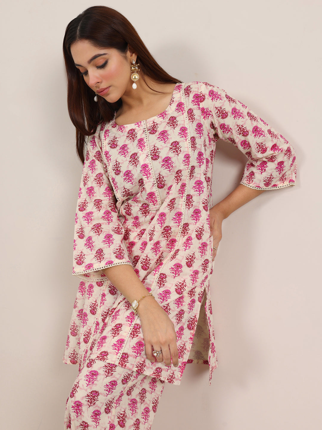 Pink Printed Pure Cotton Co-Ord Sets